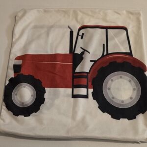 Red Tractor Print Pillow Cover